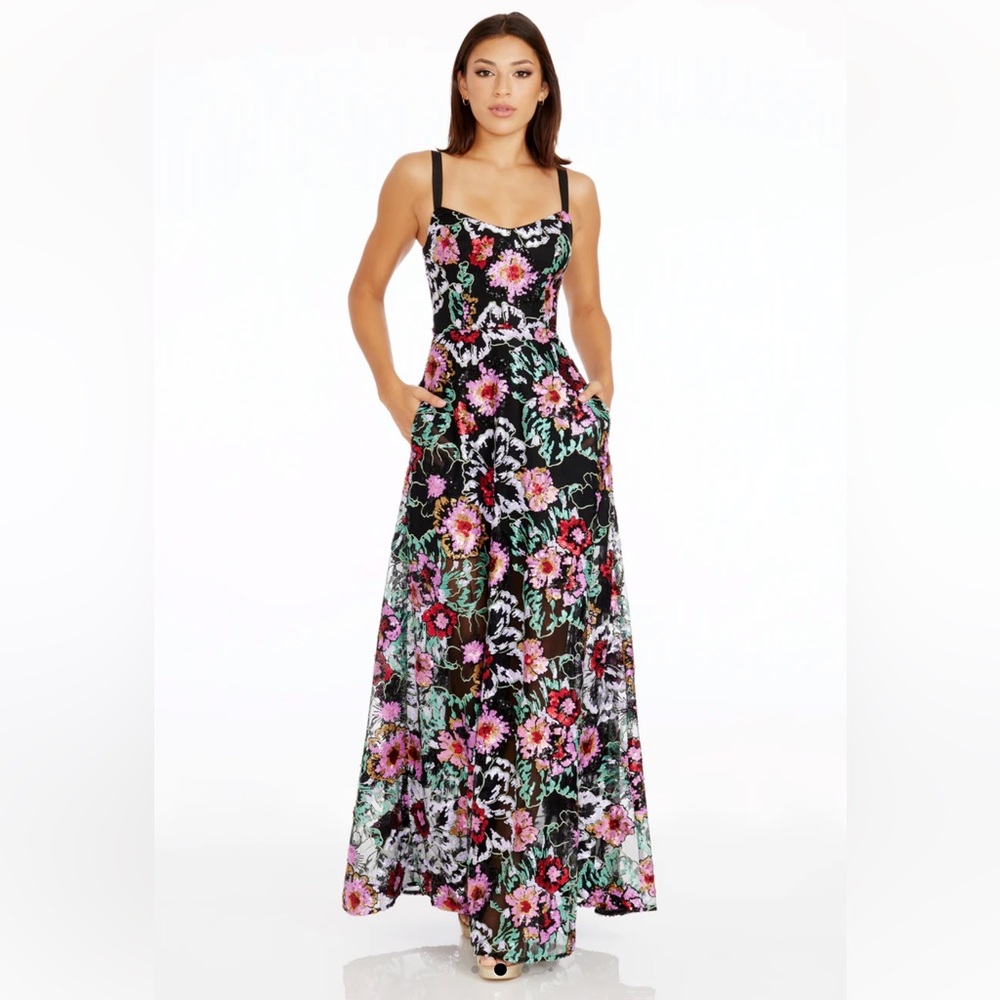 Dress the Population Nina sequins floral dress NWT’s size small